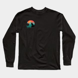 Riding into the Sunset: A Motorbike Adventure in Silhouette Art Long Sleeve T-Shirt